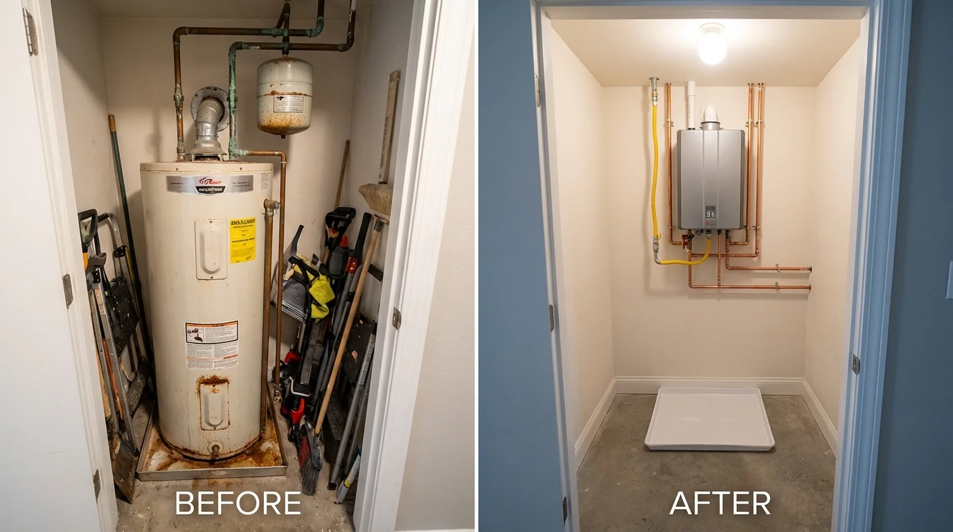Tank water heater versus wall-mounted tankless unit comparison for Peru, NY homeowners